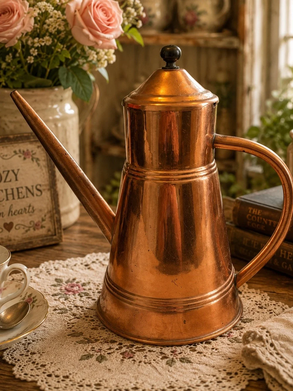 Vintage Copper-Tone Watering Can – Made in Korea